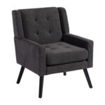Polsterstuhl mit Knopfpolsterung aus Wildleder – Mid-Century-Modern-Sessel mit Hochdichtschaumkissen - Image 14