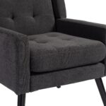 Polsterstuhl mit Knopfpolsterung aus Wildleder – Mid-Century-Modern-Sessel mit Hochdichtschaumkissen - Image 22
