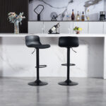 Modern Adjustable Swivel Bar Stools 2-Piece Set, Plastic Backrest & PU Leather Seat, Gas Lift
