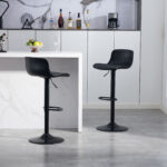 Modern Adjustable Swivel Bar Stools 2-Piece Set, Plastic Backrest & PU Leather Seat, Gas Lift - Image 2