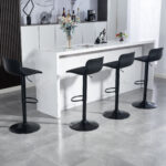 Modern Adjustable Swivel Bar Stools 2-Piece Set, Plastic Backrest & PU Leather Seat, Gas Lift - Image 3