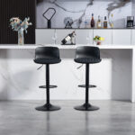 Modern Adjustable Swivel Bar Stools 2-Piece Set, Plastic Backrest & PU Leather Seat, Gas Lift - Image 4