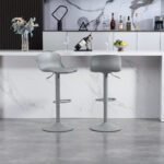 Modern Adjustable Swivel Bar Stools 2-Piece Set, Plastic Backrest & PU Leather Seat, Gas Lift