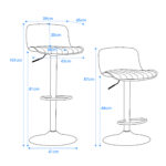 Modern Adjustable Swivel Bar Stools 2-Piece Set, Plastic Backrest & PU Leather Seat, Gas Lift - Image 20