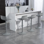 Modern Adjustable Swivel Bar Stools 2-Piece Set, Plastic Backrest & PU Leather Seat, Gas Lift - Image 3