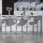 Modern Adjustable Swivel Bar Stools 2-Piece Set, Plastic Backrest & PU Leather Seat, Gas Lift - Image 4