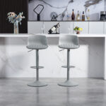 Modern Adjustable Swivel Bar Stools 2-Piece Set, Plastic Backrest & PU Leather Seat, Gas Lift - Image 5