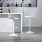 Modern Adjustable Swivel Bar Stools 2-Piece Set, Plastic Backrest & PU Leather Seat, Gas Lift - Image 2