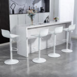 Modern Adjustable Swivel Bar Stools 2-Piece Set, Plastic Backrest & PU Leather Seat, Gas Lift - Image 3