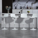 Modern Adjustable Swivel Bar Stools 2-Piece Set, Plastic Backrest & PU Leather Seat, Gas Lift - Image 4