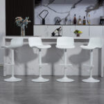Modern Adjustable Swivel Bar Stools 2-Piece Set, Plastic Backrest & PU Leather Seat, Gas Lift - Image 4