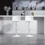 Modern Adjustable Swivel Bar Stools 2-Piece Set, Plastic Backrest & PU Leather Seat, Gas Lift - Image 5