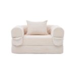 Corduroy Convertible Single Sleeper Sofa, Multifunctional Folding Sofa Bed, Space-Saving Guest Bed from High - Image 12