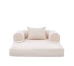 Corduroy Convertible Single Sleeper Sofa, Multifunctional Folding Sofa Bed, Space-Saving Guest Bed from High - Image 14