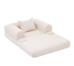 Corduroy Convertible Single Sleeper Sofa, Multifunctional Folding Sofa Bed, Space-Saving Guest Bed from High - Image 19