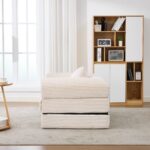 Corduroy Convertible Single Sleeper Sofa, Multifunctional Folding Sofa Bed, Space-Saving Guest Bed from High - Image 4