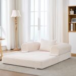 Corduroy Convertible Single Sleeper Sofa, Multifunctional Folding Sofa Bed, Space-Saving Guest Bed from High - Image 5