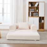Corduroy Convertible Single Sleeper Sofa, Multifunctional Folding Sofa Bed, Space-Saving Guest Bed from High - Image 6