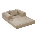 Corduroy Convertible Single Sleeper Sofa, Multifunctional Folding Sofa Bed, Space-Saving Guest Bed from High - Image 11