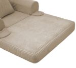 Corduroy Convertible Single Sleeper Sofa, Multifunctional Folding Sofa Bed, Space-Saving Guest Bed from High - Image 15