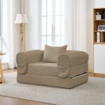Corduroy Convertible Single Sleeper Sofa, Multifunctional Folding Sofa Bed, Space-Saving Guest Bed from High - Image 2