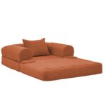 Corduroy Convertible Single Sleeper Sofa, Multifunctional Folding Sofa Bed, Space-Saving Guest Bed from High - Image 13