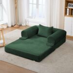 Corduroy Convertible Single Sleeper Sofa, Multifunctional Folding Sofa Bed, Space-Saving Guest Bed from High