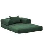 Corduroy Convertible Single Sleeper Sofa, Multifunctional Folding Sofa Bed, Space-Saving Guest Bed from High - Image 14