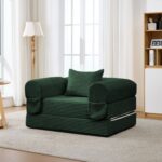 Corduroy Convertible Single Sleeper Sofa, Multifunctional Folding Sofa Bed, Space-Saving Guest Bed from High - Image 2