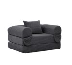 Corduroy Convertible Single Sleeper Sofa, Multifunctional Folding Sofa Bed, Space-Saving Guest Bed from High - Image 4
