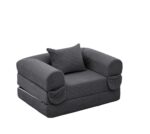 Corduroy Convertible Single Sleeper Sofa, Multifunctional Folding Sofa Bed, Space-Saving Guest Bed from High - Image 5