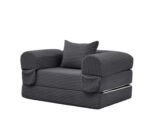 Corduroy Convertible Single Sleeper Sofa, Multifunctional Folding Sofa Bed, Space-Saving Guest Bed from High - Image 6