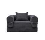 Corduroy Convertible Single Sleeper Sofa, Multifunctional Folding Sofa Bed, Space-Saving Guest Bed from High - Image 9