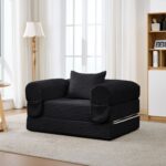 Corduroy Convertible Single Sleeper Sofa, Multifunctional Folding Sofa Bed, Space-Saving Guest Bed from High - Image 2