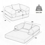 Corduroy Convertible Single Sleeper Sofa, Multifunctional Folding Sofa Bed, Space-Saving Guest Bed from High - Image 3