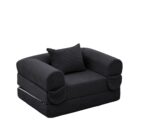 Corduroy Convertible Single Sleeper Sofa, Multifunctional Folding Sofa Bed, Space-Saving Guest Bed from High - Image 4