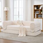 2-Seater Sofa Bed in Soft Corduroy, Convertible Floor Sofa Bed, Space-Saving Futon Sofa - Image 3