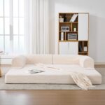 2-Seater Sofa Bed in Soft Corduroy, Convertible Floor Sofa Bed, Space-Saving Futon Sofa - Image 4
