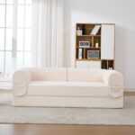 2-Seater Sofa Bed in Soft Corduroy, Convertible Floor Sofa Bed, Space-Saving Futon Sofa - Image 5
