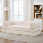 2-Seater Sofa Bed in Soft Corduroy, Convertible Floor Sofa Bed, Space-Saving Futon Sofa - Image 6