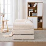2-Seater Sofa Bed in Soft Corduroy, Convertible Floor Sofa Bed, Space-Saving Futon Sofa - Image 7