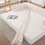 2-Seater Sofa Bed in Soft Corduroy, Convertible Floor Sofa Bed, Space-Saving Futon Sofa - Image 9