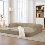 2-Sitzer Schlafsofa aus weichem Kordstoff, umwandelbares Boden Sofa Bett, platzsparendes Futon Sofa