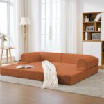 2-Sitzer Schlafsofa aus weichem Kordstoff, umwandelbares Boden Sofa Bett, platzsparendes Futon Sofa