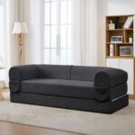 2-Seater Sofa Bed in Soft Corduroy, Convertible Floor Sofa Bed, Space-Saving Futon Sofa - Image 3