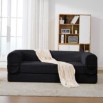 2-Seater Sofa Bed in Soft Corduroy, Convertible Floor Sofa Bed, Space-Saving Futon Sofa - Image 2