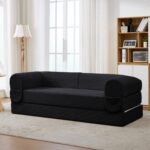 2-Seater Sofa Bed in Soft Corduroy, Convertible Floor Sofa Bed, Space-Saving Futon Sofa - Image 3