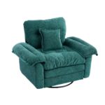 Chenille 360° Swivel Accent Chair in Oversized Format for Reading - Comfortable Accent Chair with Stool - Image 17