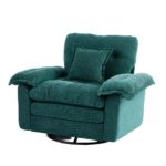 Chenille 360° Swivel Accent Chair in Oversized Format for Reading - Comfortable Accent Chair with Stool - Image 18