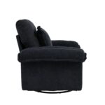 Chenille 360° Swivel Accent Chair in Oversized Format for Reading - Comfortable Accent Chair with Stool - Image 13